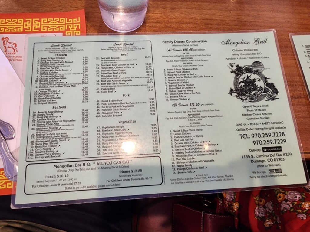 Mongolian Grill Menu 7